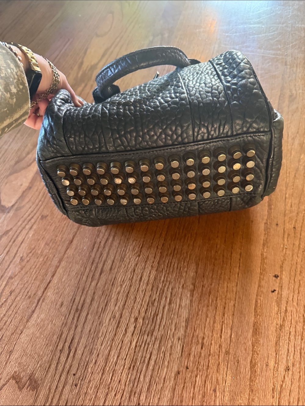 Alexander Wang Black Pebbled Rockie Satchel with Gold Hardware - Picture 2 of 5